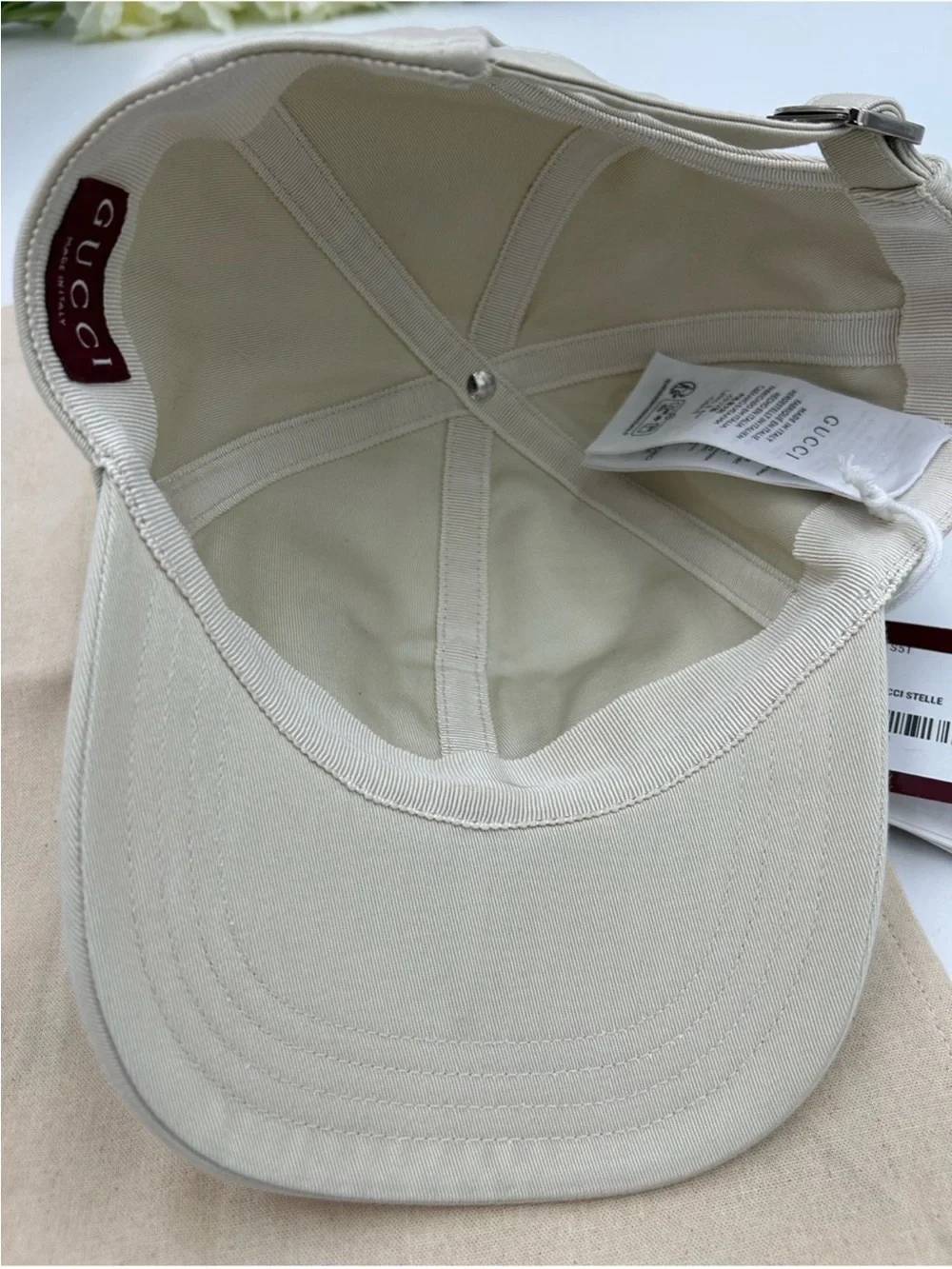 Unisex, Gucci, cotton embroidered logo baseball cap size medium adjustable